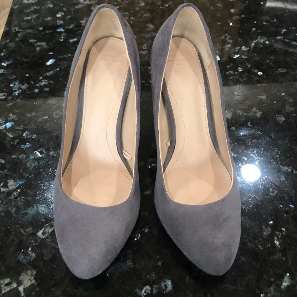 Gray suede heels